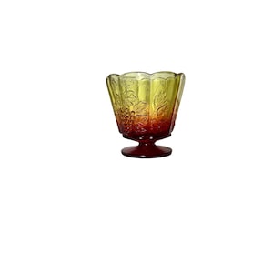 vintage compote amber and scarlet glass compote glass grape design gold and red table decor vintage tableware centerpiece vase pedestal bowl