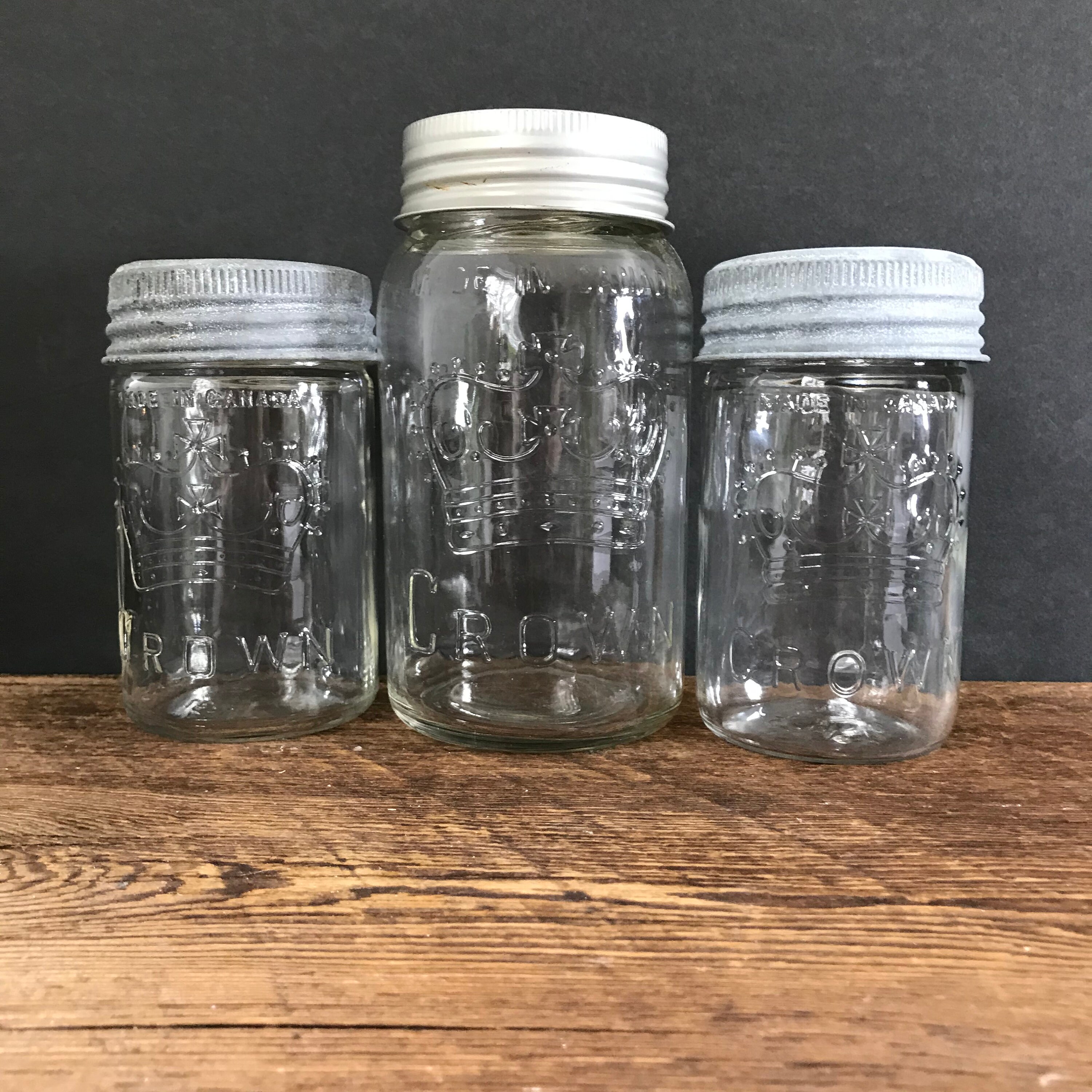 Antique storage jars vintage glass canning jars set of three | Etsy
