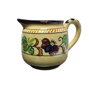 Vintage Floral Pottery Creamer: Collectible Farmhouse Kitchen Decor