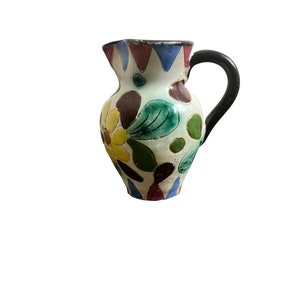 vintage signed creamer colorful pottery creamer hand thrown pottery hand painted vintage signed creamer pottery floral tea milker image 10