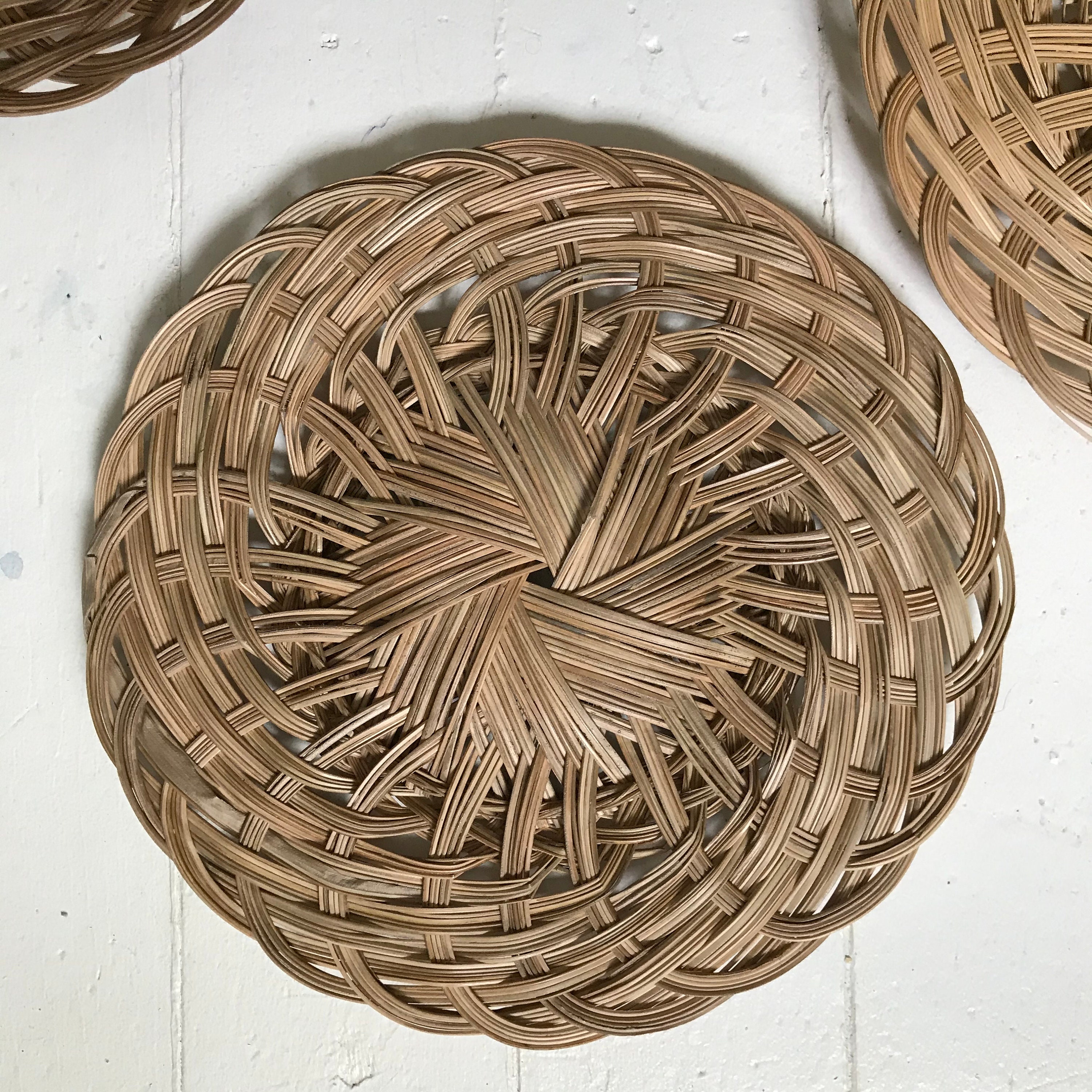 Wall baskets round wicker basket wall decor hanging wall Etsy
