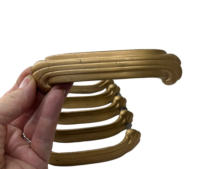 Art Deco Metal Drawer Handles Drawer Pulls Set of Six Ribbed Etsy