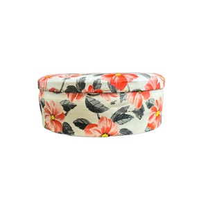 Vintage Floral Tin Can: Red & Pink Farmhouse Kitchen Storage