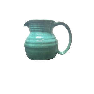 vintage milk pitcher green pottery large creamer green signed vase redware green home decor vintage jug small pitcher green posy vase
