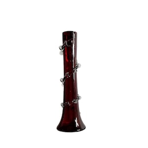 Vaso rosso vintage in vetro soffiato alto bocciolo vaso con abbellimenti alto vetro rosso vintage vaso cilindro vaso vetro fuso ornamento regalo