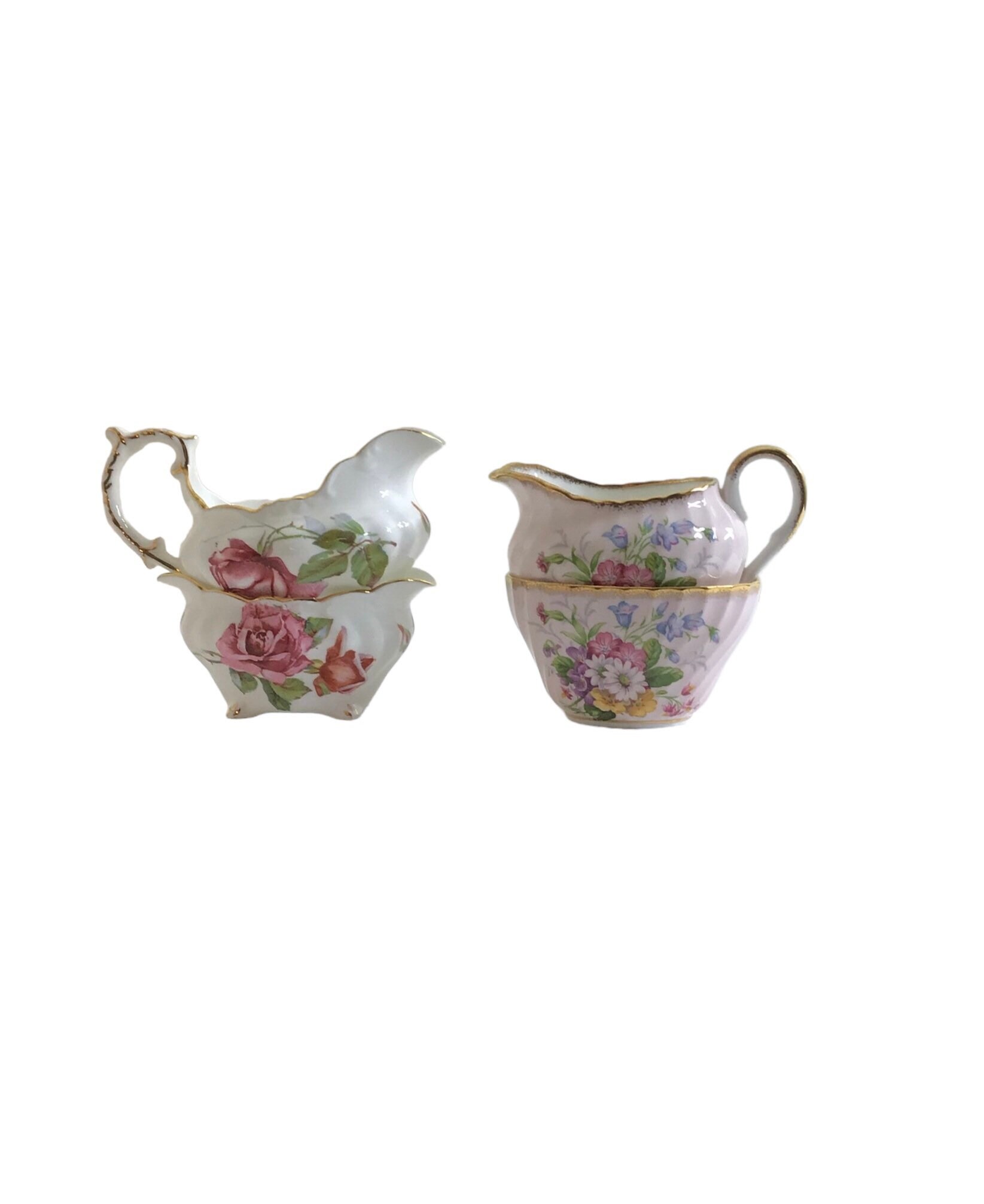 Vintage Cream and Sugar Sets Two Floral Hammersley and Foley Etsy