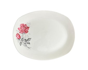 vintage Rose platter large white serving platter rose tableware Midwinter stylecraft platter from England pink rose table platter