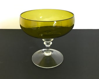 vintage candy dish green glass candy dish pedestal glass bowl green and clear glass decorative glass bowl vintage home decor green home bowl
