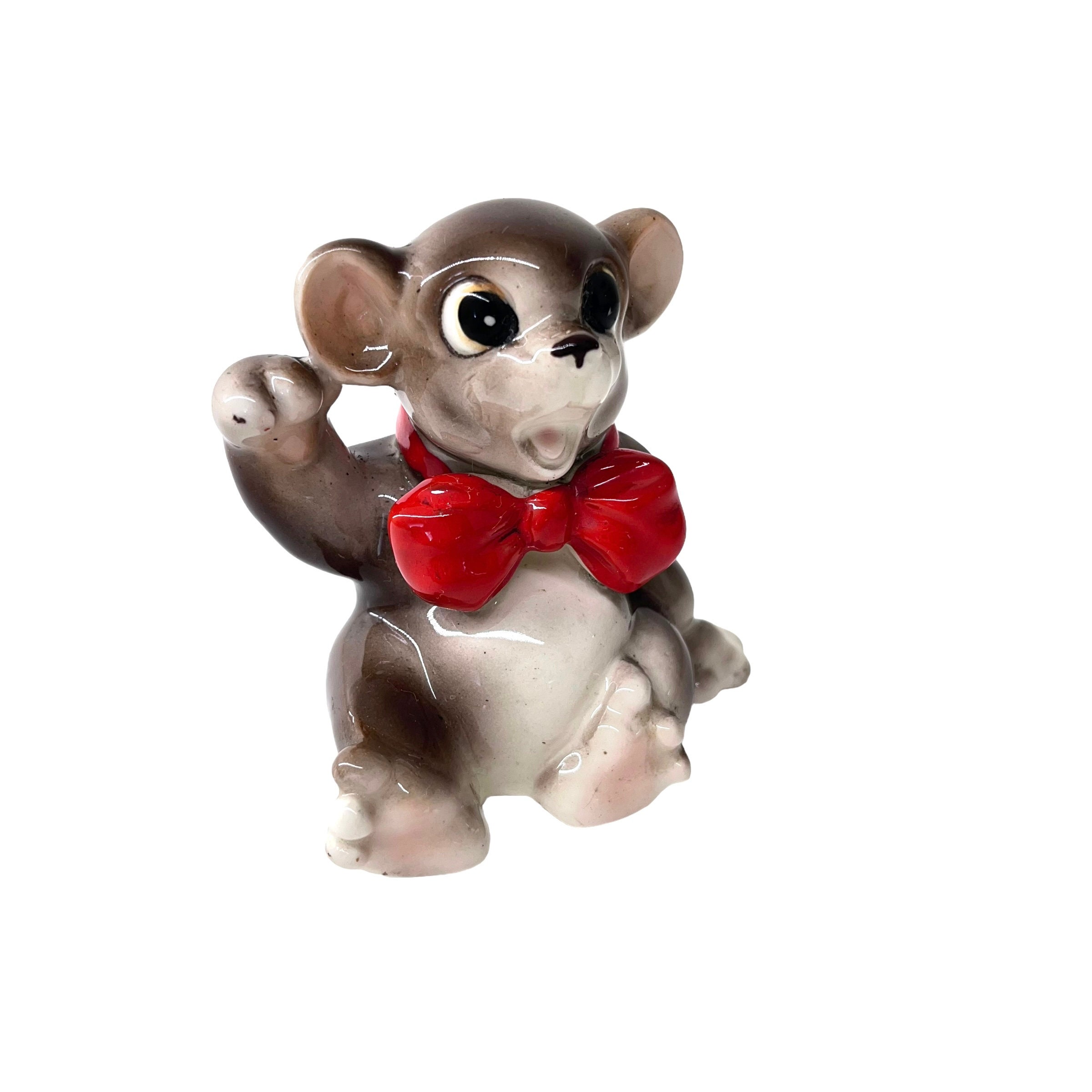 Vintage Anthropomorphic Ceramic Teddy Bear Figurine - Made in Japan