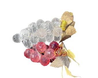 Vintage Acrylic Grape Clusters: Clear & Cranberry, Set of 2