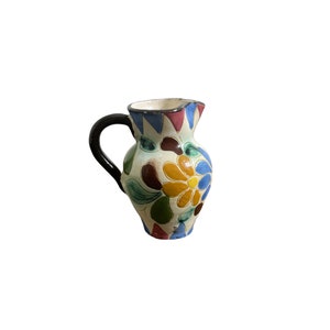 vintage signed creamer colorful pottery creamer hand thrown pottery hand painted vintage signed creamer pottery floral tea milker image 9