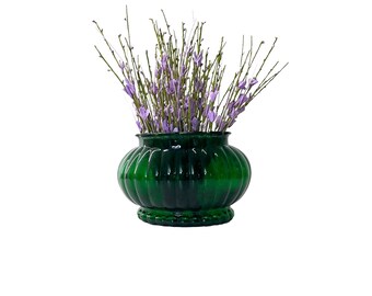 vintage green glass bowl green vase oval glass AL Randall Co glass round dish emerald green glass dish collectible vintage green glass USA