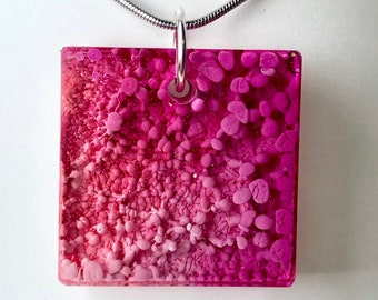 Glossy Ombre Fushia and Pink Square Pendant