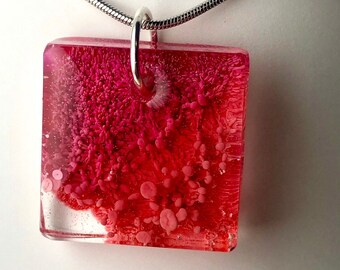 Glossy Pink Square Pendant