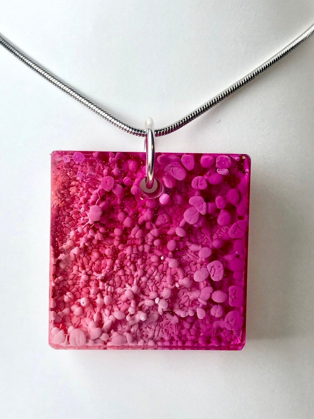 Glossy Ombre Fushia and Pink Square Pendant - Etsy