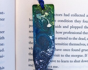 Green, Blue, Purple and Silver Resin Mermaid Tail Bookmark - SMALL