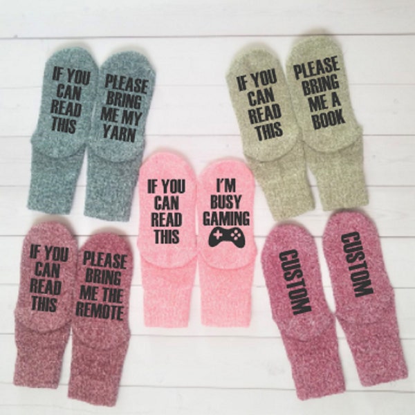 If You Can Read This Hobby Wool Socks - bring me book, yarn, remote, gaming, birthday gift, gift under 10, gift for teens, Easter basket