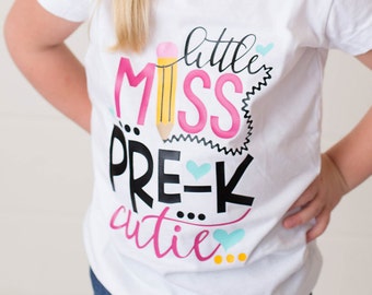 Little Miss Pre K Cutie Shirt or Bodysuit - (0-24 months (2T-16) Girls - pre-k, preschool, back to school, first day of school, school