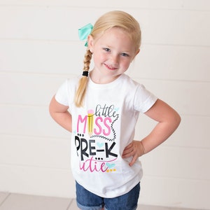 Little Miss Pre K Cutie Shirt or Bodysuit 0-24 months 2T-16 Girls pre-k, preschool, back to school, first day of school, school image 5