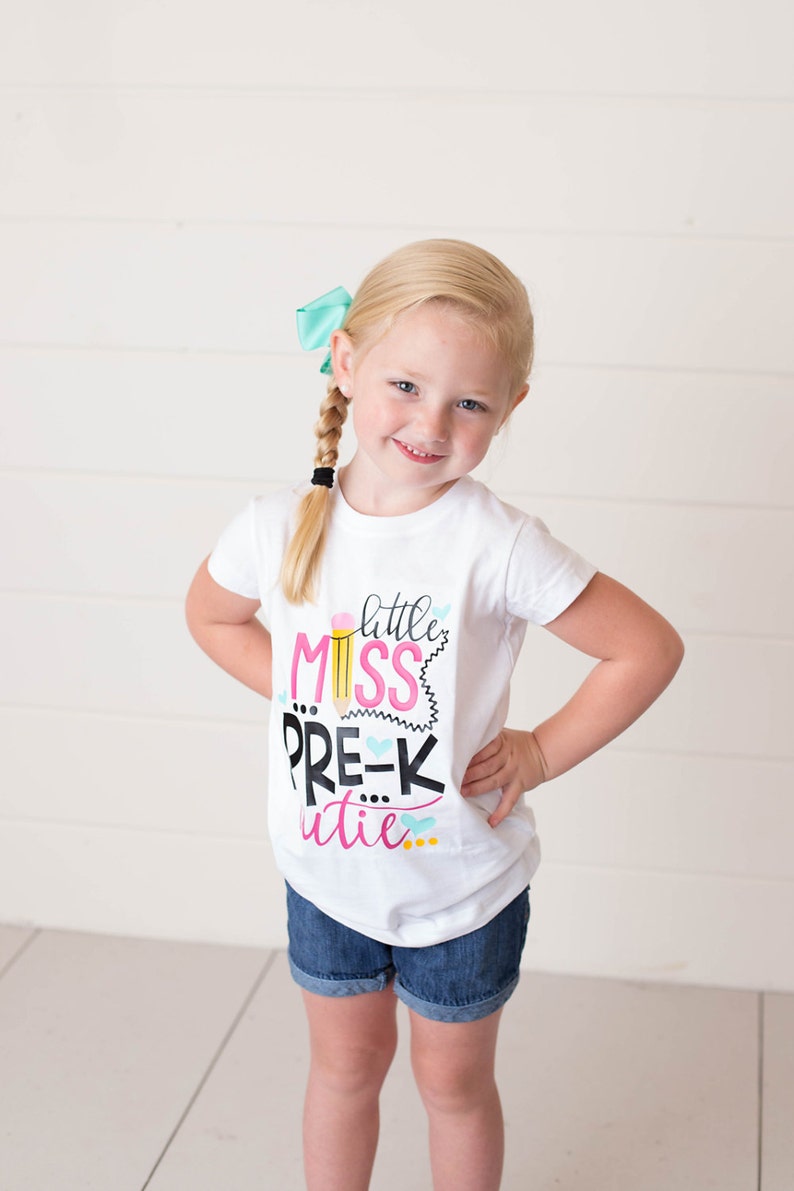 Little Miss Pre K Cutie Shirt or Bodysuit 0-24 months 2T-16 Girls pre-k, preschool, back to school, first day of school, school image 5