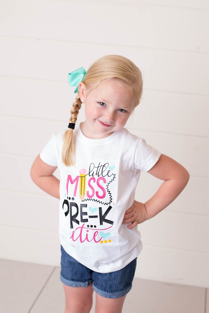 Little Miss Pre K Cutie Shirt or Bodysuit 0-24 months 2T-16 Girls pre-k, preschool, back to school, first day of school, school image 4