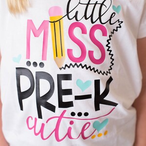 Little Miss Pre K Cutie Shirt or Bodysuit 0-24 months 2T-16 Girls pre-k, preschool, back to school, first day of school, school image 2