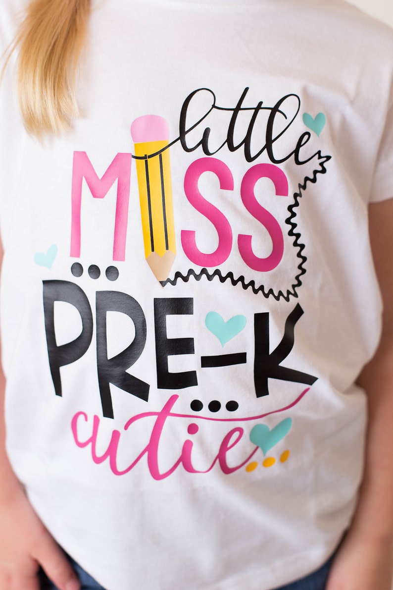 Little Miss Pre K Cutie Shirt or Bodysuit 0-24 months 2T-16 Girls pre-k, preschool, back to school, first day of school, school image 2