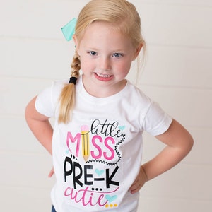 Little Miss Pre K Cutie Shirt or Bodysuit 0-24 months 2T-16 Girls pre-k, preschool, back to school, first day of school, school image 3