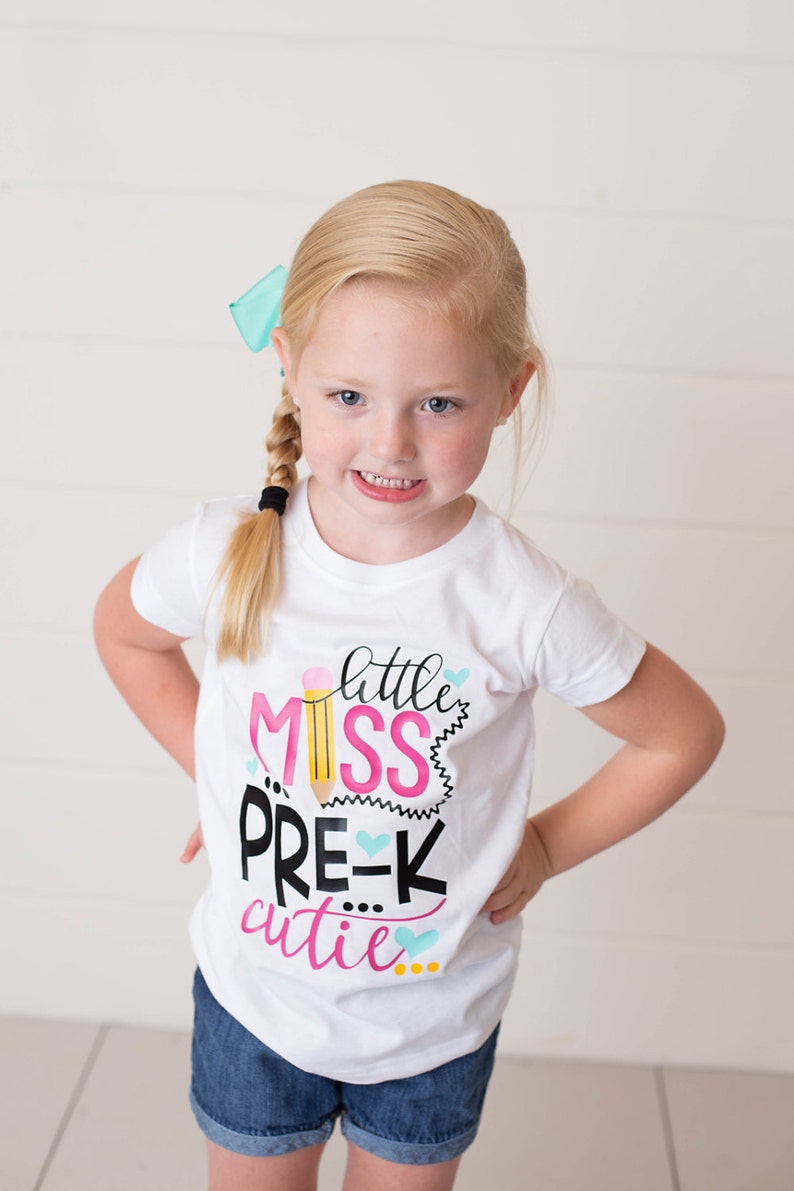 Little Miss Pre K Cutie Shirt or Bodysuit 0-24 months 2T-16 Girls pre-k, preschool, back to school, first day of school, school image 3