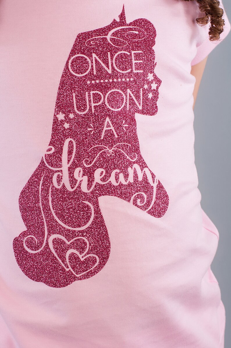 Once Upon a Dream Pink Shirt Infant, Toddler, Youth, Adult Girls aurora, sleeping beauty, glitter, disney, vacation, birthday, princess image 4