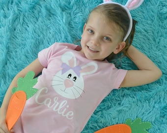 Pink Personalized Easter Bunny Shirt (0-24 months)(2T-16) - easter shirt, personalized easter shirt, girls easter shirt, bunny shirt, gift