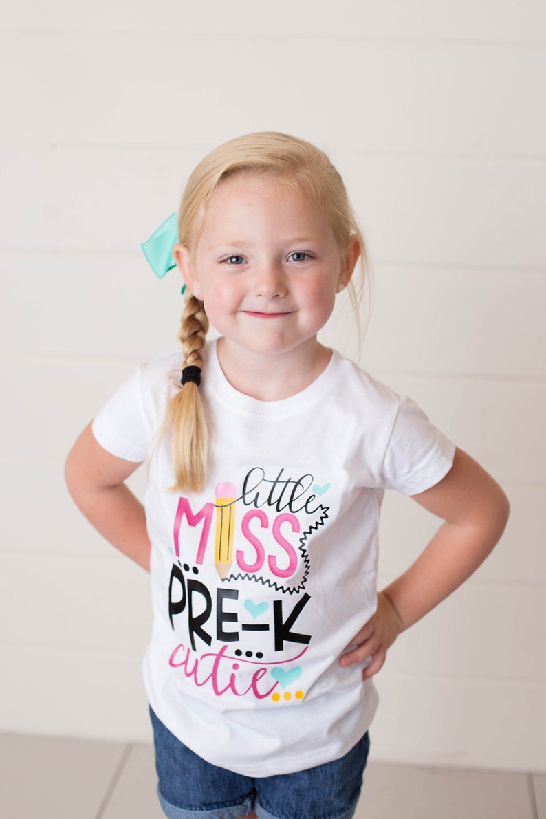 Little Miss Pre K Cutie Shirt or Bodysuit 0-24 months 2T-16 Girls pre-k, preschool, back to school, first day of school, school image 1