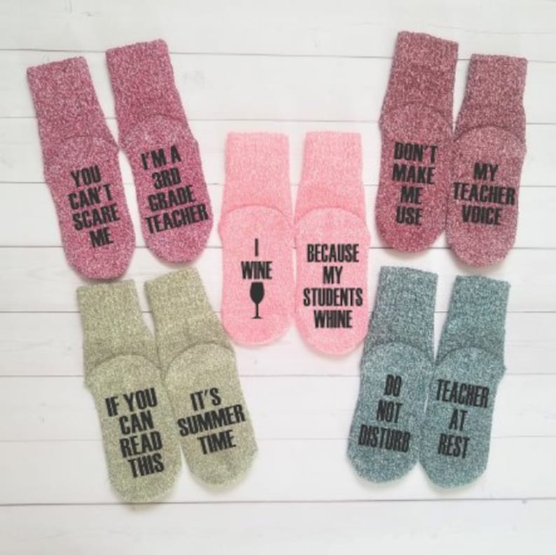 Teacher Wool Socks teacher appreciation, if you can read this teacher socks, birthday gift, teacher, gift under 10, Easter basket gift image 1