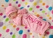 Pink Baby Gown & Baby Hat Personalized (Newborn-3 months) Girls - baby shower gift, take home outfit, layette, new baby, sprinkle, Christmas 