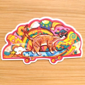 Pegatina de vinilo Skateboard Cat