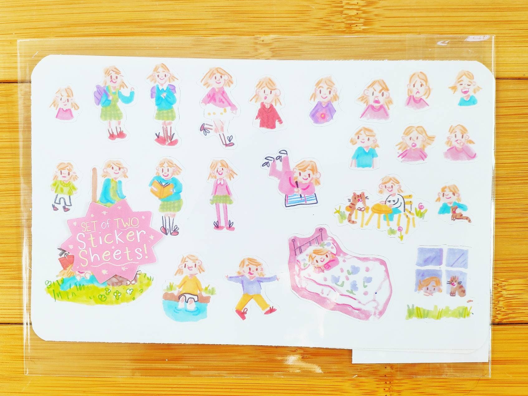 cute girl handmade paper stickers etsy