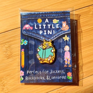 Cat Reading a Book - Hard Enamel Pin!:)