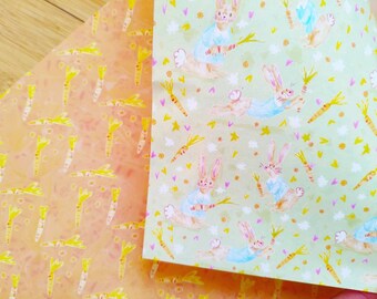 Handmade Easter wrapping paper sheets, Three Total