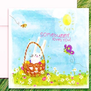 ¡Un conejito te ama! Tarjeta de felicitación de Pascua