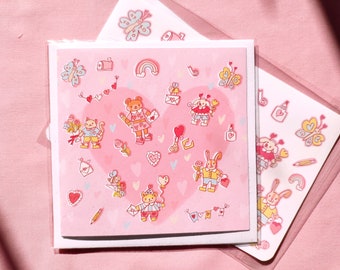 Cute Animals Valentine Card or stickers!