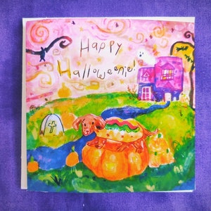Joyeux Halloweenie! - Carte d’Halloween pour chien mignon