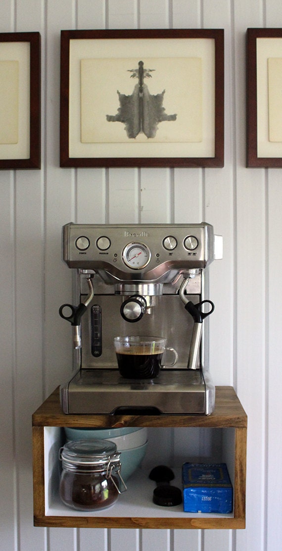 Floating Espress Machine Shelf / Stand / Cabinet // Coffee Machine Small  Appliance Shelf // Console // Walnut 