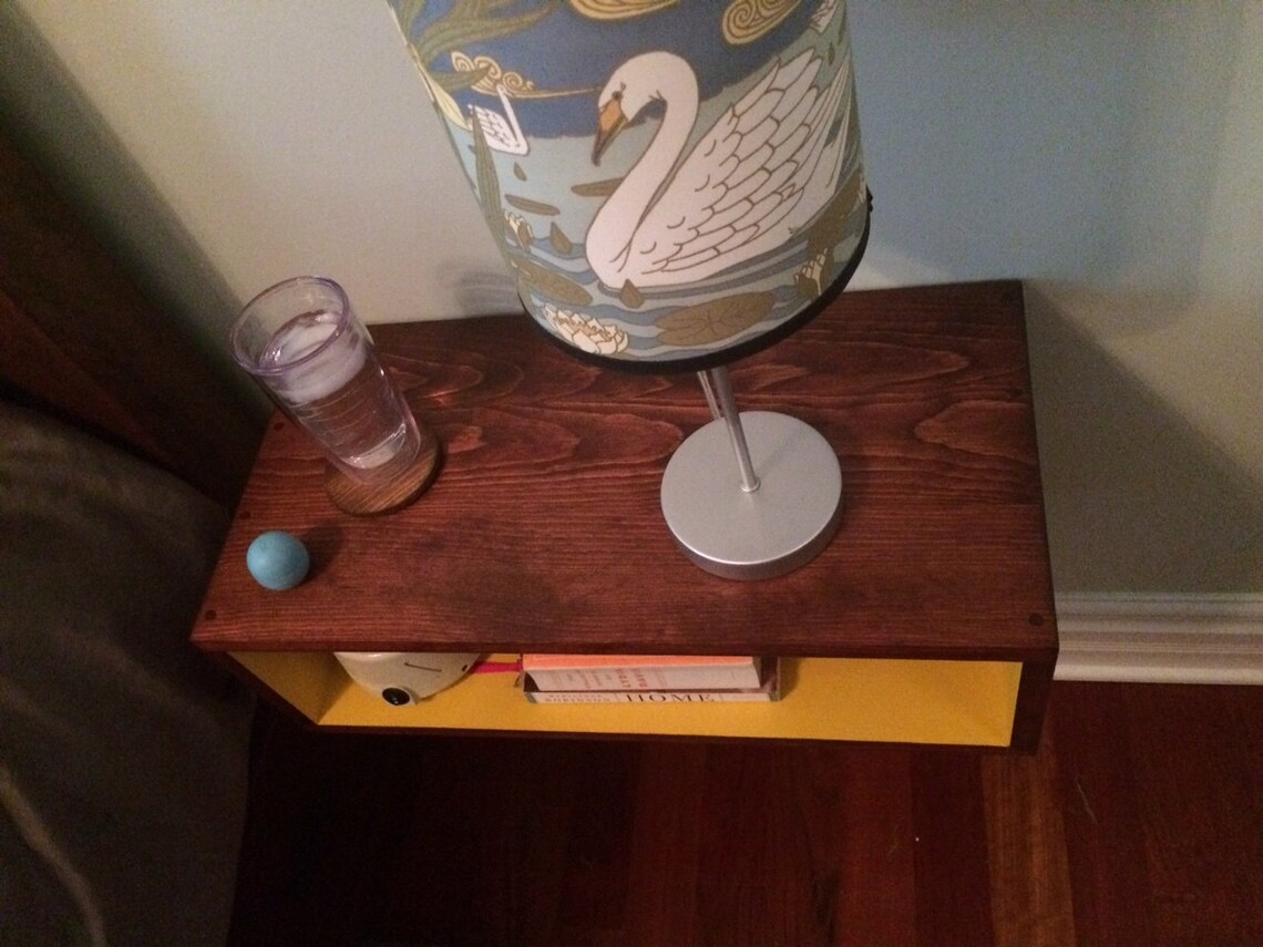 Floating Nightstand / Charging Station, to Be Used Next to a Bed or in a Living Room // Red Oak
