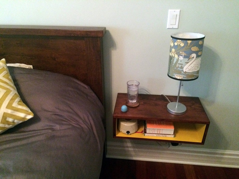 Floating Nightstand / Charging Station, to Be Used Next to a Bed or in