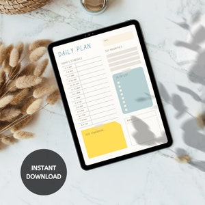 24 Hour Daily Planner Printable Template, Daily Agenda, Minimal Aesthetic, Schedule Planner, PDF iPad, Daily To Do List