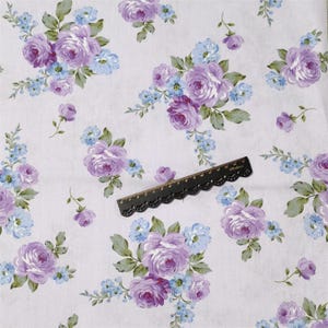 Purple Rose Cotton Fabric, Shabby Chic Retro Flower Small Flowers Cotton Fabric For Cloth Bag Curtain Quiltting - 1/2 yard f485