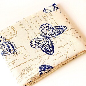 SALE Vintage Butterfly Stamp Fabric Cotton Linen Fabric Butterflies Fabric For Pillow Upholstery Home Decor 1/2 yard f99