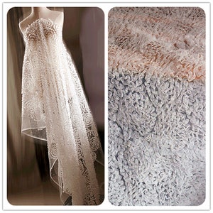 3D Flower Lace Fabric White Lace Fabric Flower Flower Lace Wedding Bridal Dress Gauze Tulle L158 image 1