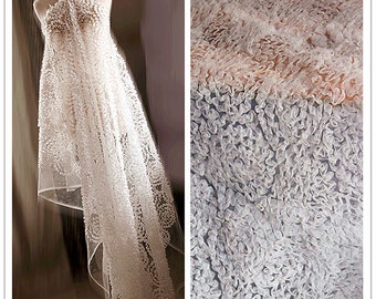 3D Flower Lace Fabric White Lace Fabric Flower Flower Lace Wedding Bridal Dress Gauze Tulle L158