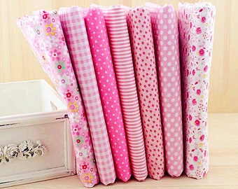 Rosa Stoff Rosa Bündel Stoff Blumen Streifen Karo Baumwollstoffsets für je 7 Stück für Quilting Stofftasche 50 x 50 cm bf19